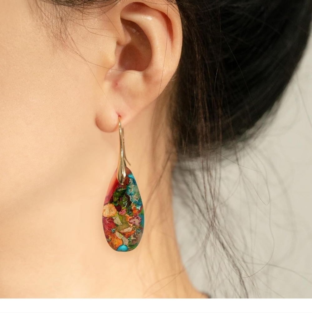 Colorful Teardrop Earrings - Picture 2 of 7